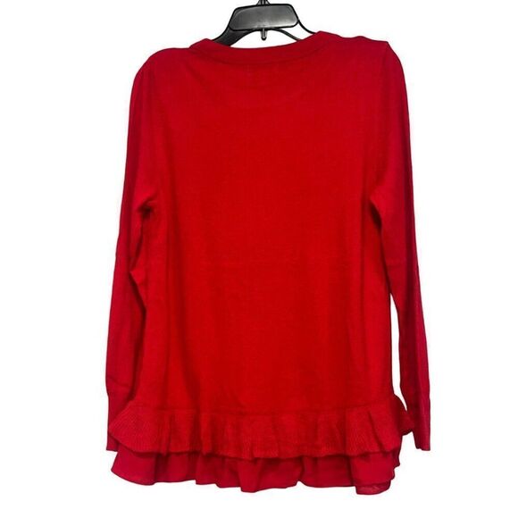 Style & Co Chiffon-Hem Tunic Sweater, Infrared Sz. M - Picture 6 of 9